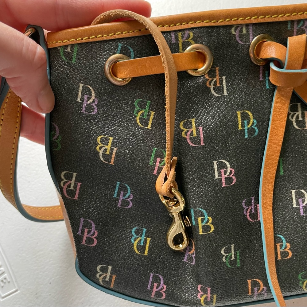 Dooney & Bourke Black Leather Multicolor Logo Mini Shoulder Purse Y2K 2000s - Picture 6 of 11
